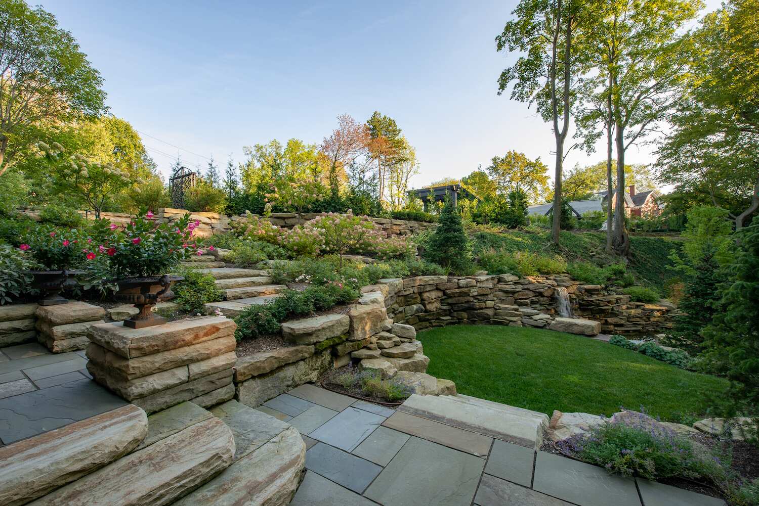 Retaining wall plantings and paver patio in Gates Mills, OH